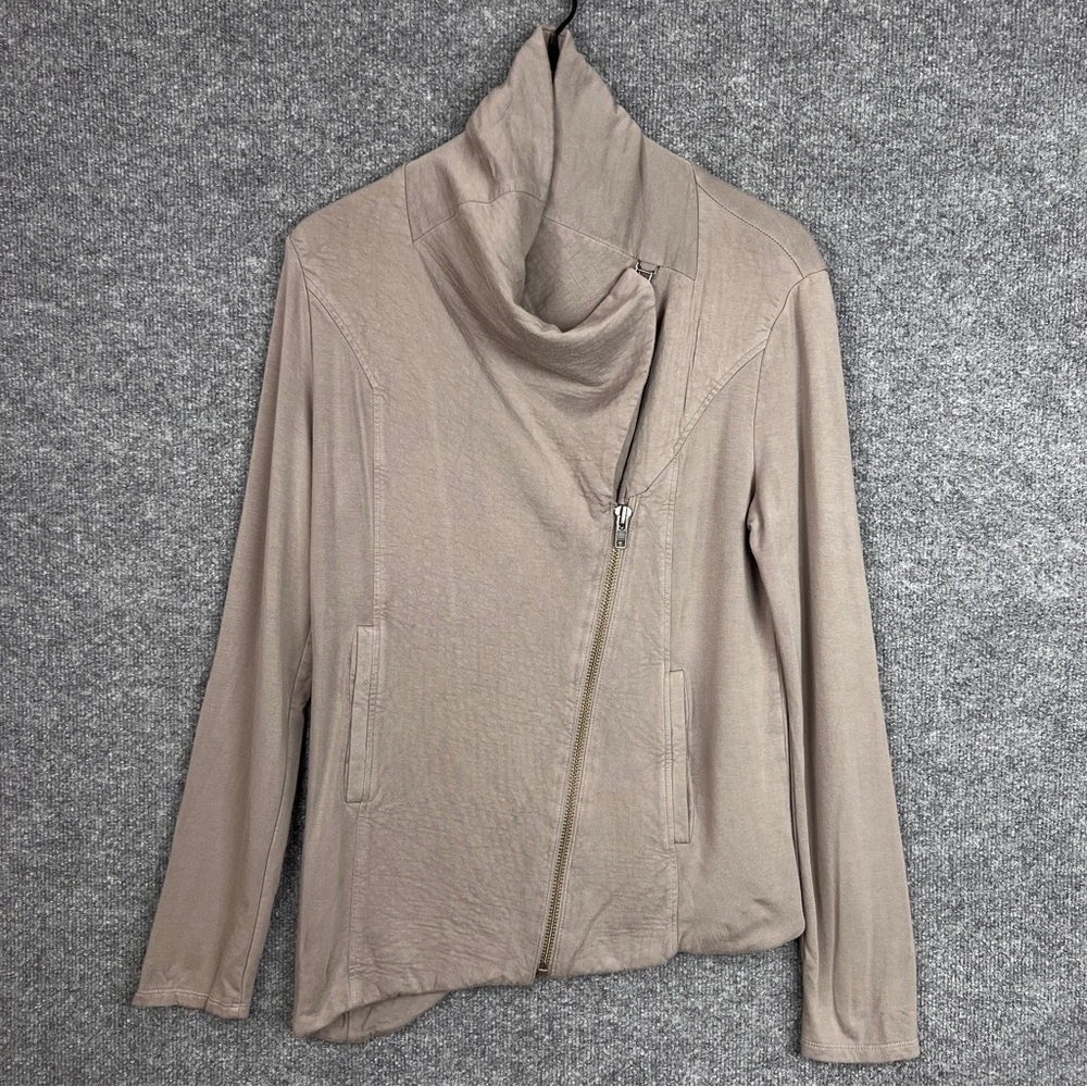 Helmut Lang Asymmetrical Sweatshirt Women’s Large Full Zip Brown Cowl Neck